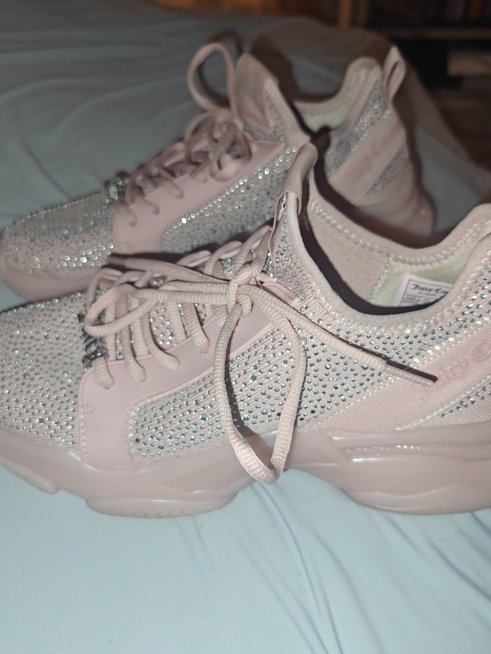 Juicy Couture Blush Pink Crystal Embellished Platform Sneakers